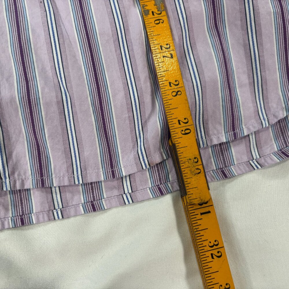 Tommy Hilfiger Long Sleeve Shirt Purple Striped 80's 2-Ply Cotton Large    Lot G - Picture 4 of 5